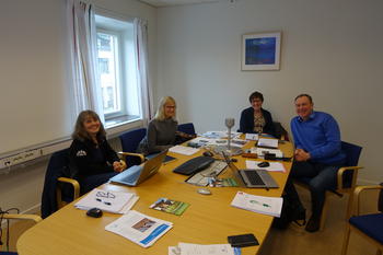 På studietur i Sverige. Fra venstre: Maria Stenberg (Jordbruksverket), Tone Roaldskvam (TINE), Lis Eriksson (Jordbruksverket) og Tony Barman (Klimasmart Landbruk)